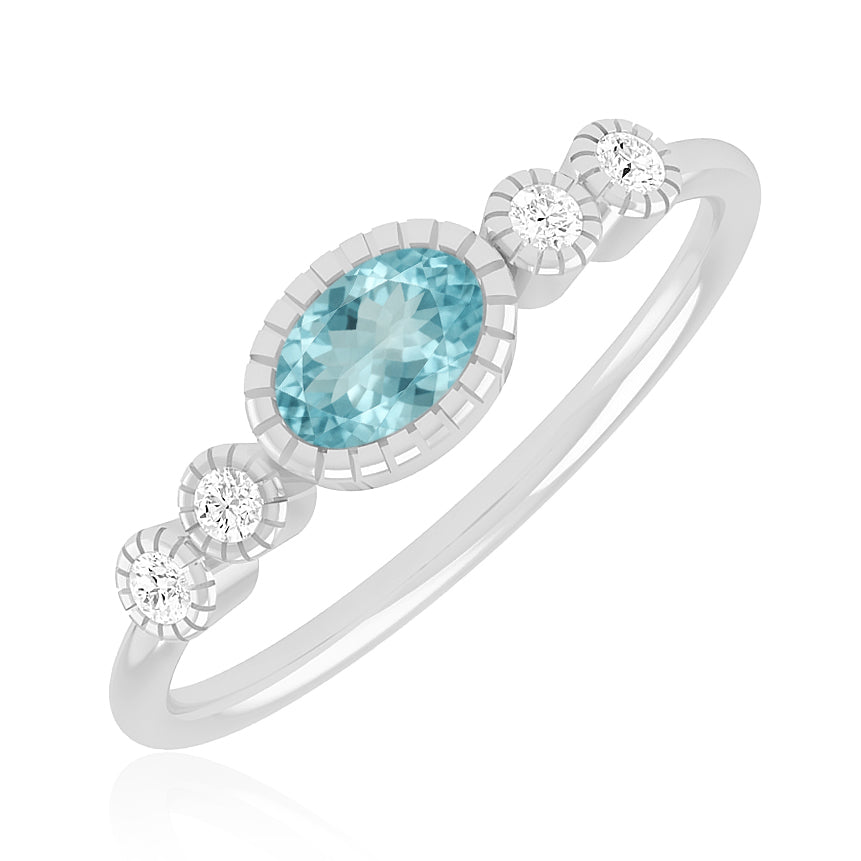 Bezel Set Three-Stone Ring | Sterling Silver Birthstone Ring | Genuine Gemstone & Diamond Studded Ring | Personalized Promise Ring | Gift for Her