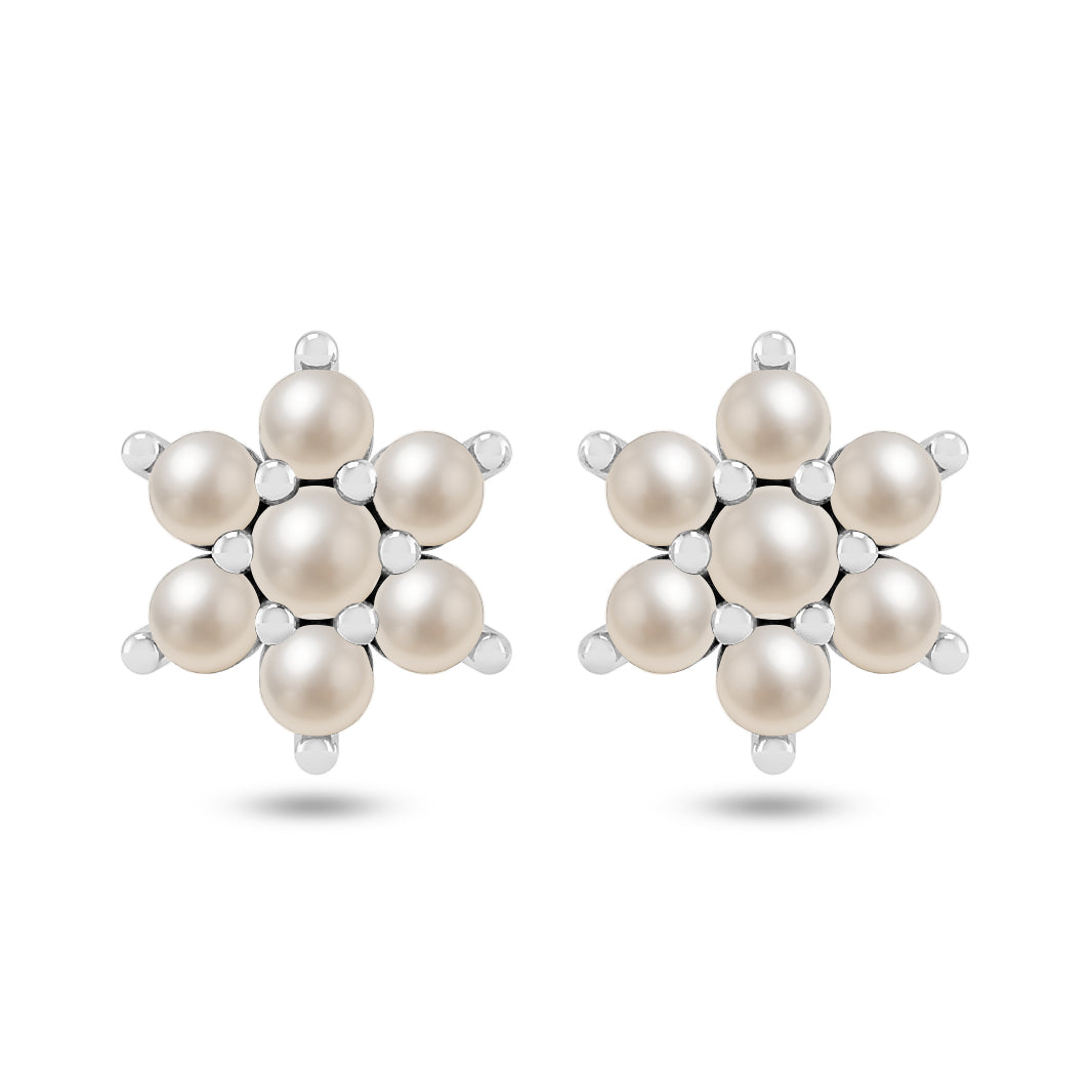 Floral Cluster Stud Earrings | 925 Sterling Silver Birthstone Stud Earrings | Diamond Accent Gemstone Earrings | 15 Birthstone Options | Gift for Women
