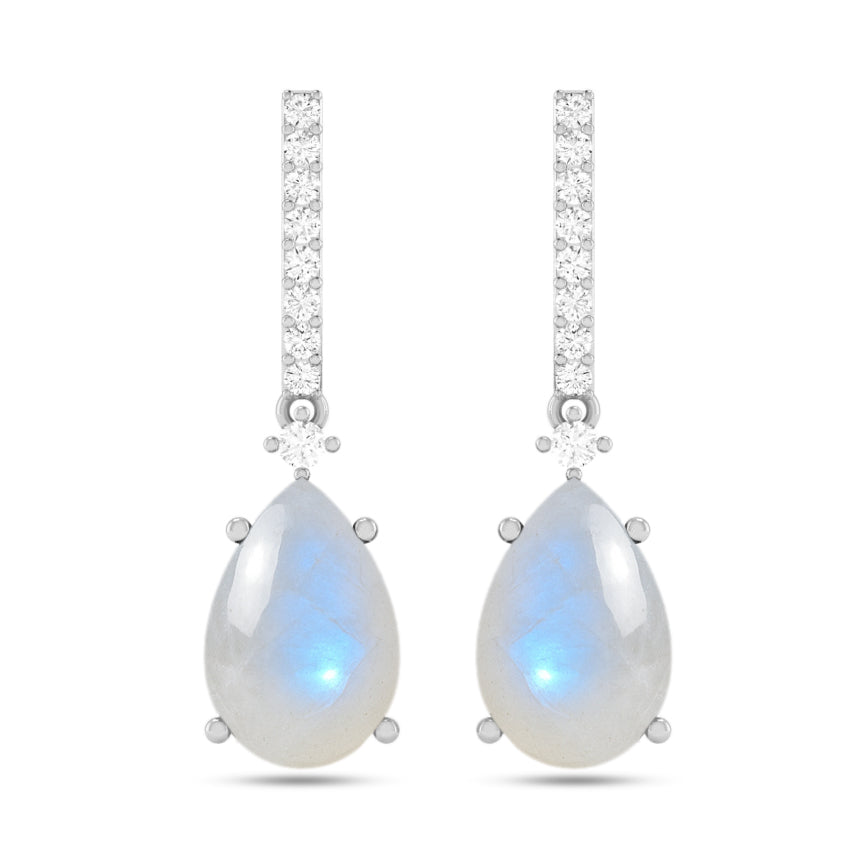 Bar Drop Earrings | 925 Sterling Silver Birthstone Stud Earrings | Diamond Accent Gemstone Earrings | 15 Birthstone Options | Gift for Women