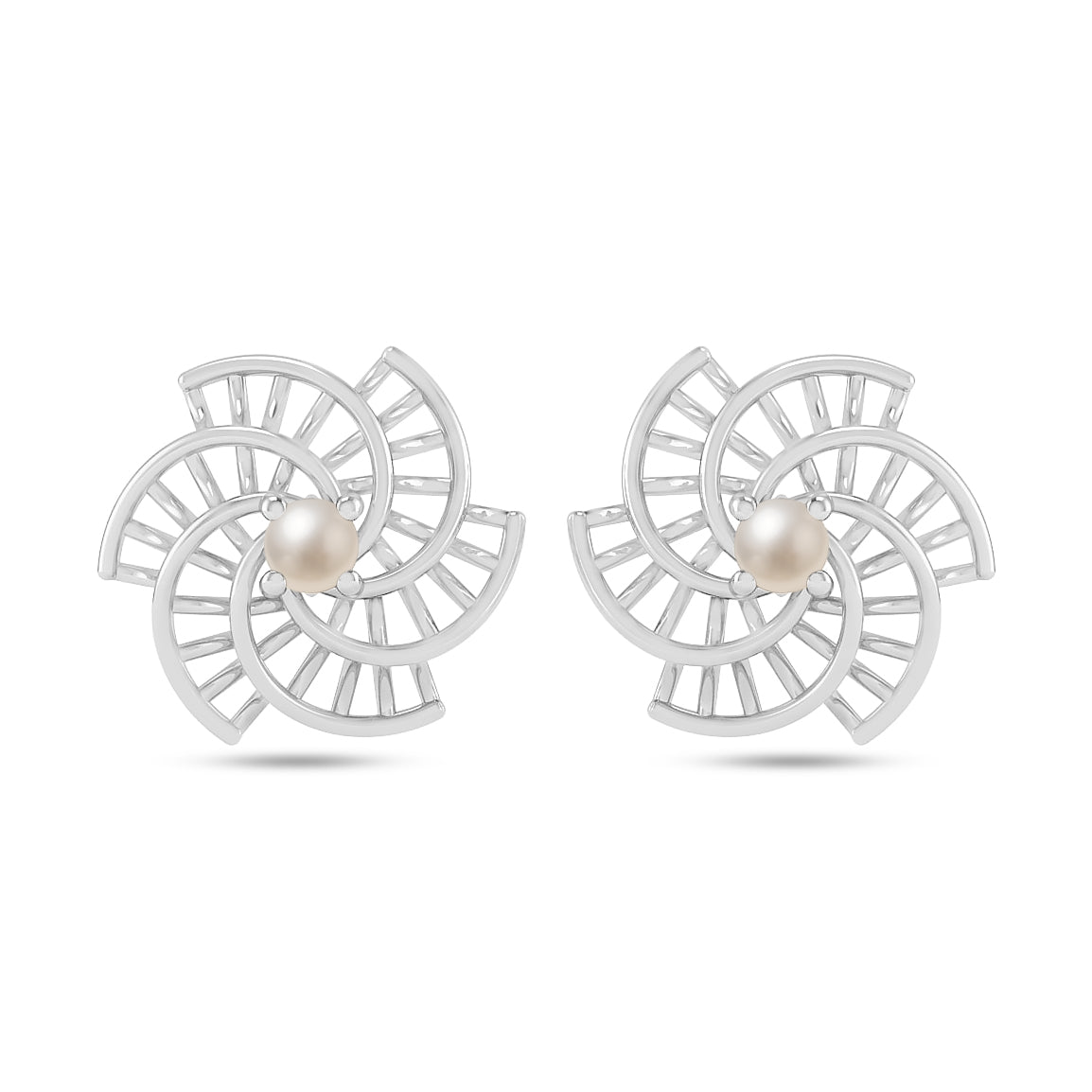 Spiral Floral Stud Earrings | 925 Sterling Silver Birthstone Stud Earrings | Diamond Accent Gemstone Earrings | 15 Birthstone Options | Gift for Women