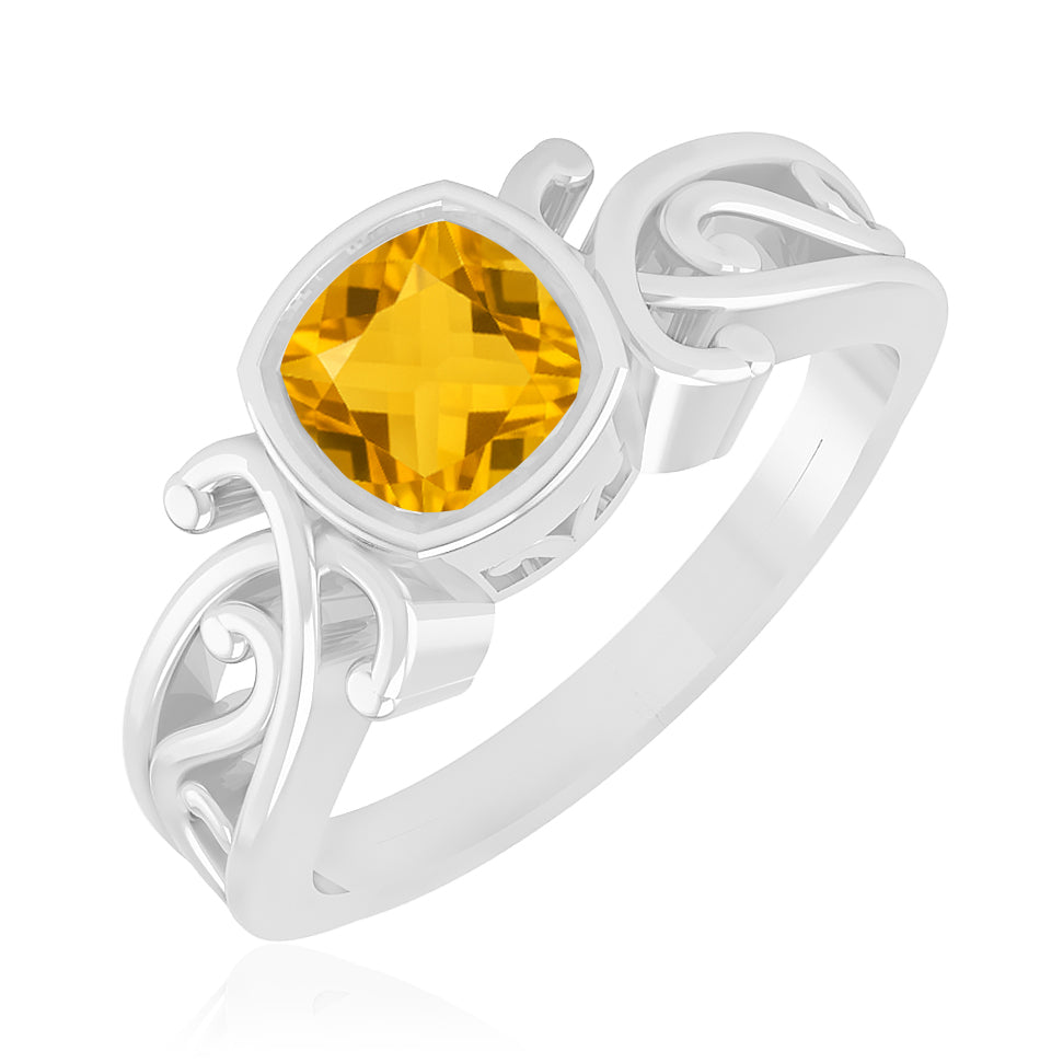 Celtic Knot Bezel Solitaire Ring | Sterling Silver Birthstone Ring | Genuine Gemstone & Diamond Studded Ring | Personalized Promise Ring | Gift for Her