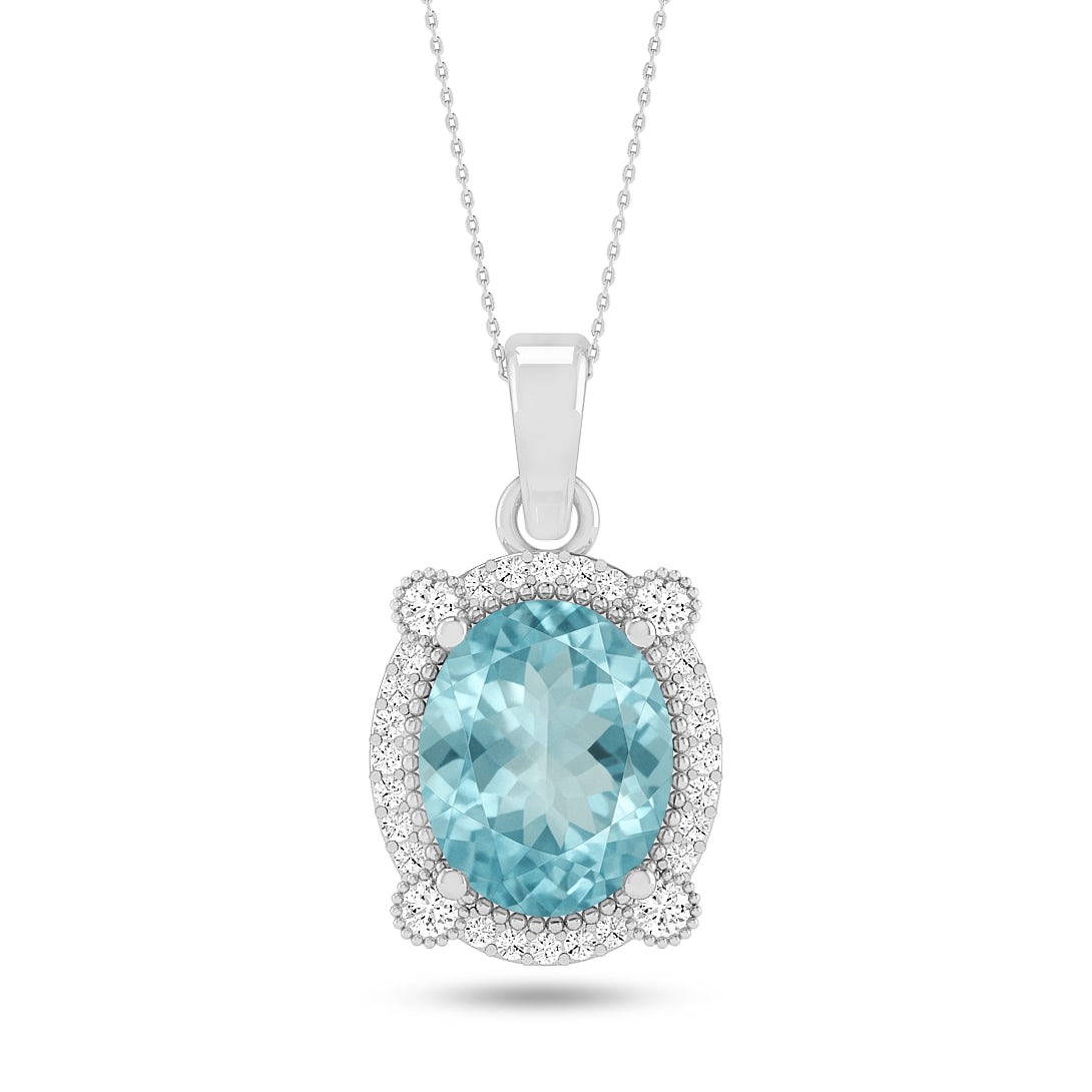 Oval Cabochon Halo Pendant | Starburst Pendant | Heart Knot Teardrop Pendant | Sterling Silver Birthstone Necklace | Diamond Accent | Adjustable Chain | 15 Gemstone Choices