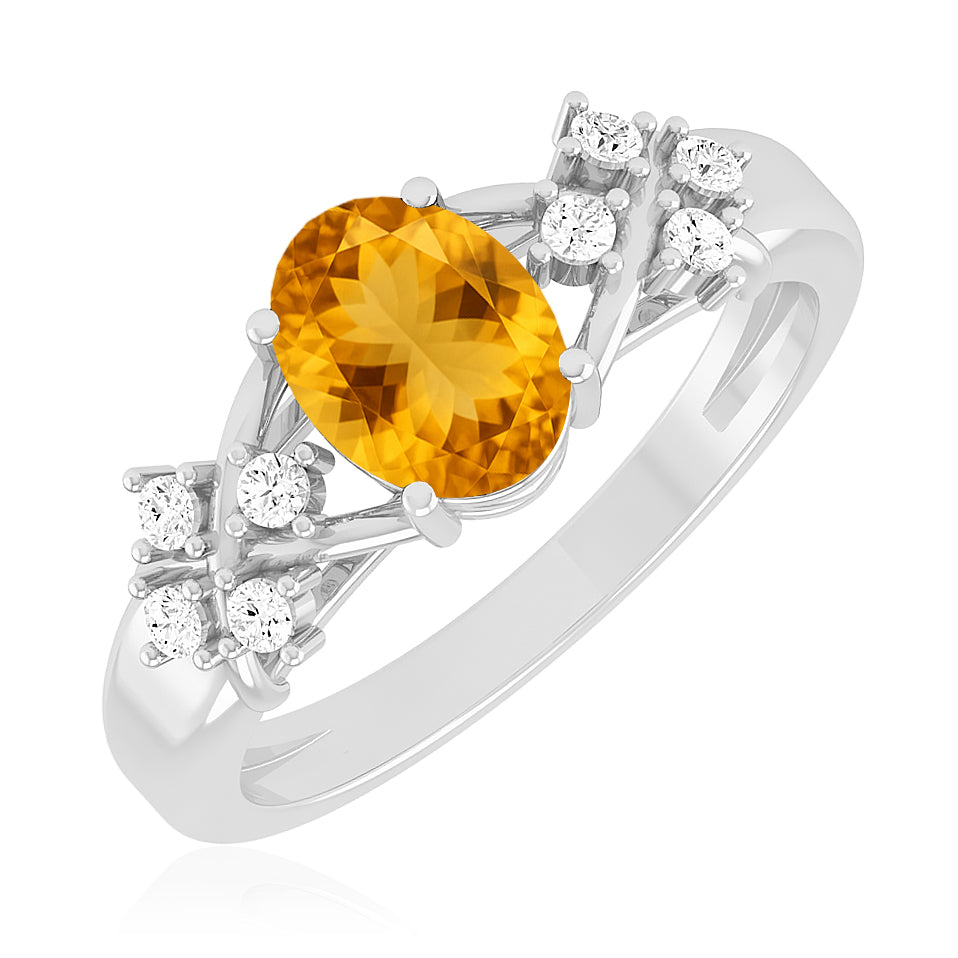 Floral Cluster Solitaire Ring | Sterling Silver Birthstone Ring | Genuine Gemstone & Diamond Studded Ring | Personalized Promise Ring | Gift for Her