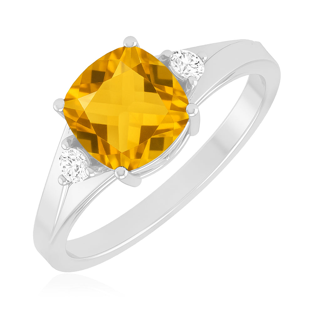 Classic Three-Stone Solitaire Ring | Sterling Silver Birthstone Ring | Genuine Gemstone & Diamond Studded Ring | Personalized Promise Ring | Gift for Her