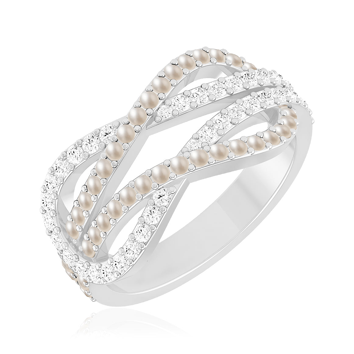 Infinity Crossover Band Ring| Sterling Silver Birthstone Ring | Genuine Gemstone & Diamond Studded Ring | Personalized Promise Ring | Gift for Her