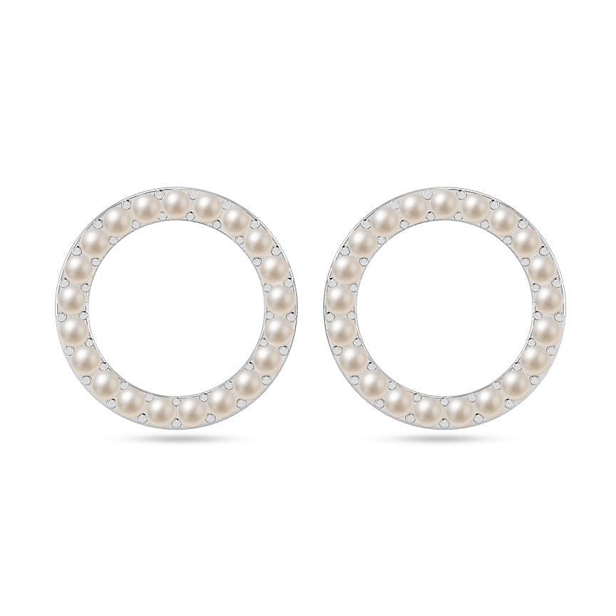Circle Frame Stud Earrings | 925 Sterling Silver Birthstone Stud Earrings | Diamond Accent Gemstone Earrings | 15 Birthstone Options | Gift for Women