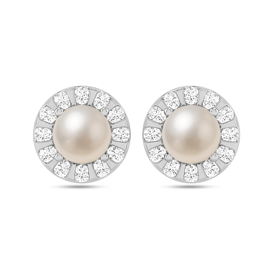 Sunburst Halo Stud Earrings | 925 Sterling Silver Birthstone Stud Earrings | Diamond Accent Gemstone Earrings | 15 Birthstone Options | Gift for Women