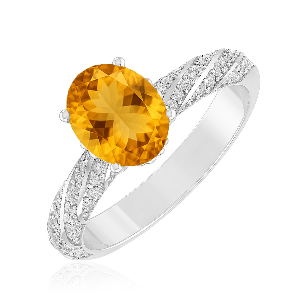 Halo Solitaire Ring | Sterling Silver Birthstone Ring | Genuine Gemstone & Diamond Studded Ring | Personalized Promise Ring | Gift for Her