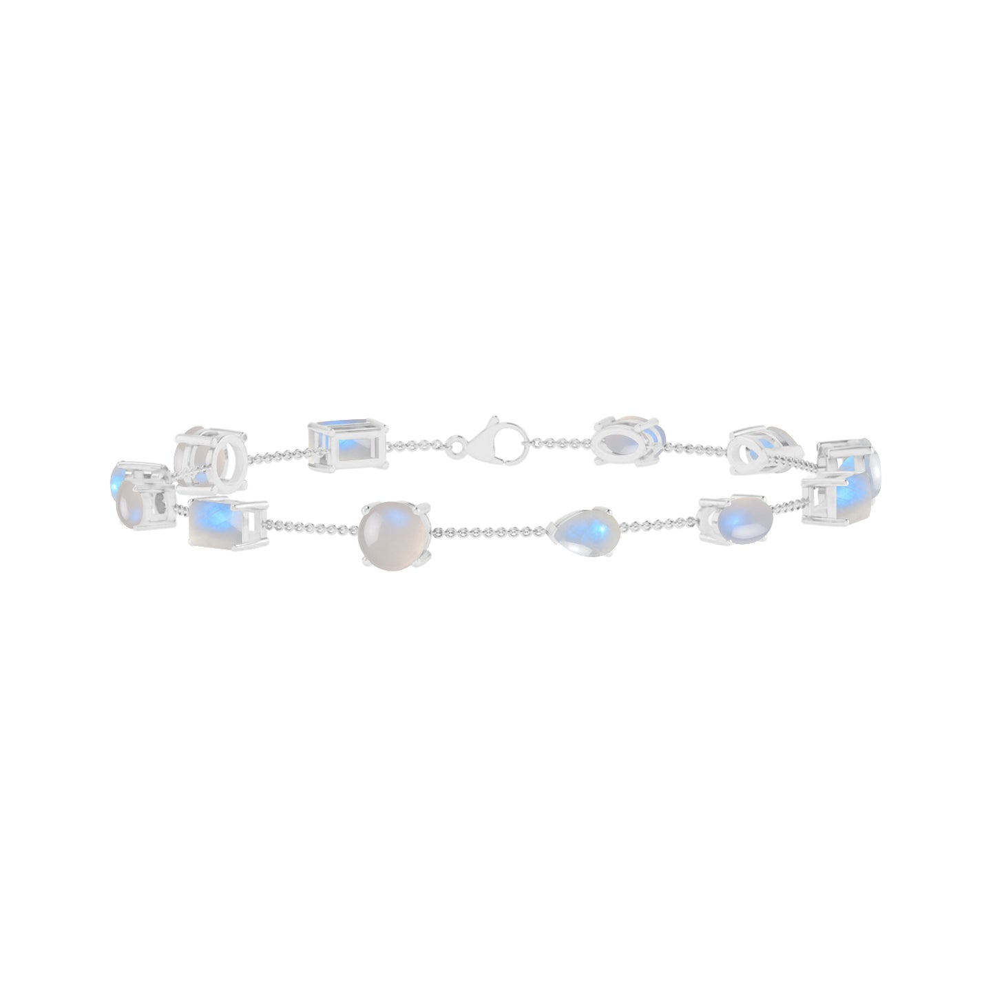 Multi Shape Station Bracelet | Sterling Silver Birthstone Bracelet | Adjustable Chain | 15 Gemstone Choices | Personalized Gemstone Bracelet