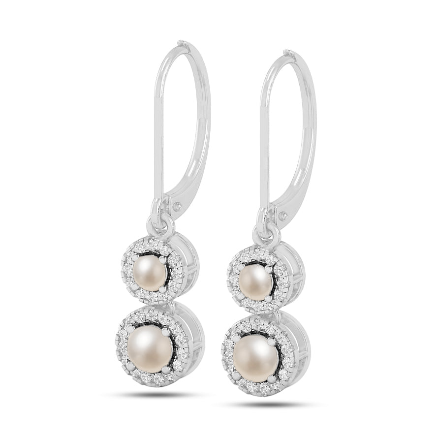 Double Halo Lever back Drop Earrings | 925 Sterling Silver Birthstone Stud Earrings | Diamond Accent Gemstone Earrings | 15 Birthstone Options | Gift for Women