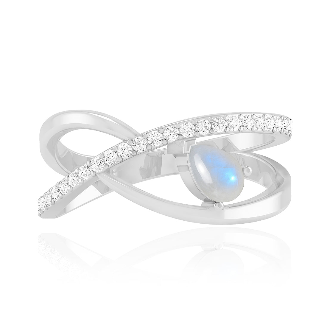 Bypass Pear Solitaire Ring | Sterling Silver Birthstone Ring | Genuine Gemstone & Diamond Studded Ring | Personalized Promise Ring | Gift for Her