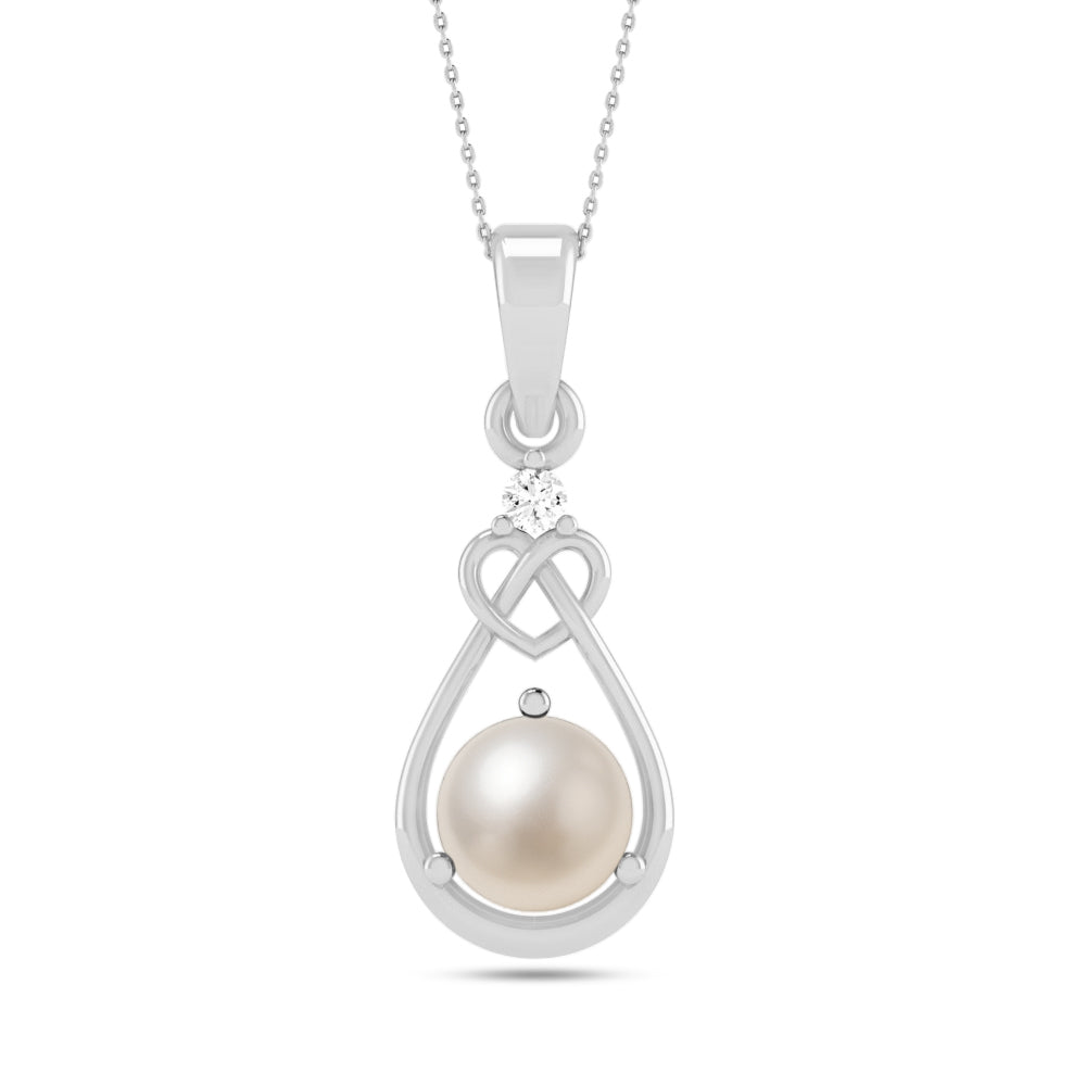 Heart Knot Teardrop Pendant | Sterling Silver Birthstone Necklace | Diamond Accent | Adjustable Chain | 15 Gemstone Choices