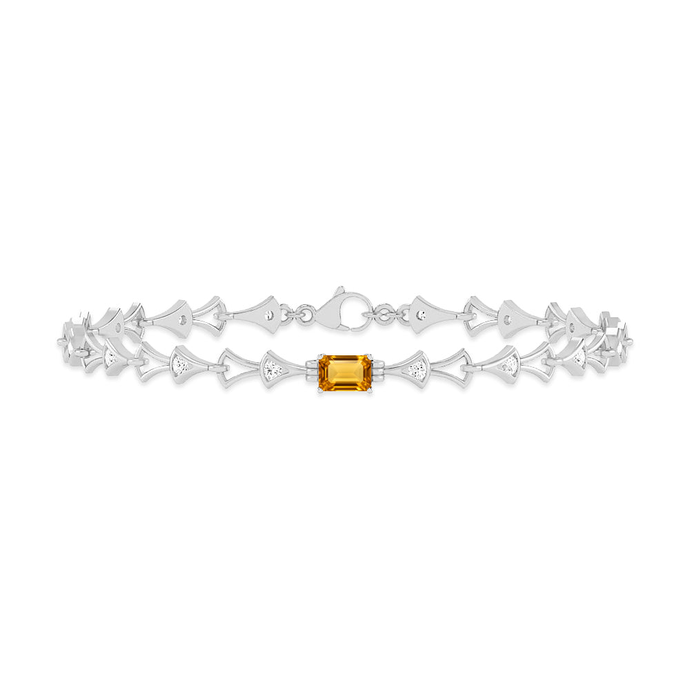 Art Deco Link Bracelet | Sterling Silver Birthstone Bracelet | Adjustable Chain | 15 Gemstone Choices | Personalized Gemstone Bracelet Floral Vine Bracelet Canter piece