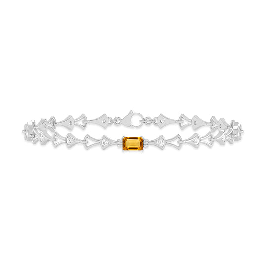 Art Deco Link Bracelet | Sterling Silver Birthstone Bracelet | Adjustable Chain | 15 Gemstone Choices | Personalized Gemstone Bracelet Floral Vine Bracelet Canter piece