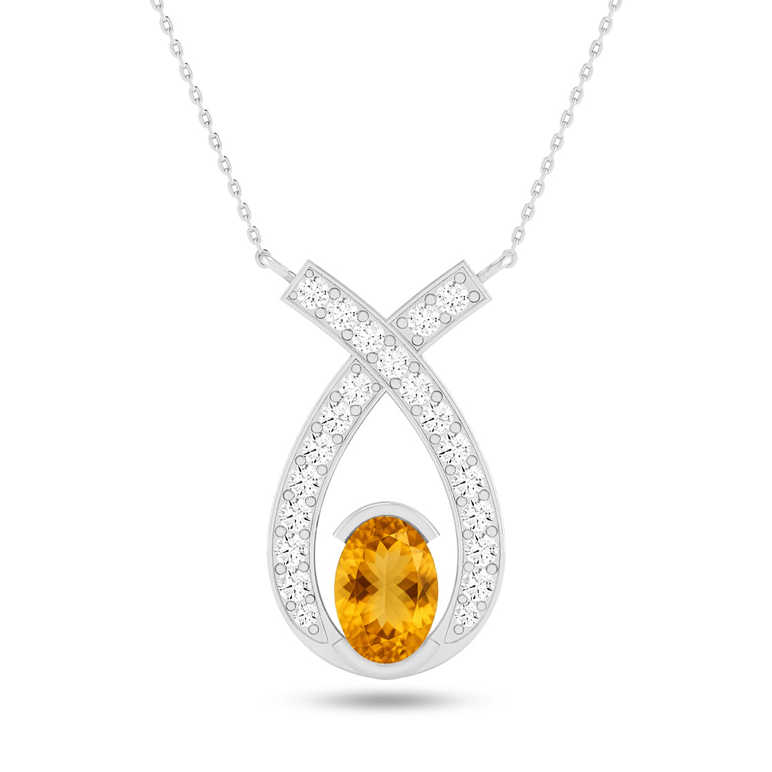 Teardrop Halo Pendant | Starburst Pendant | Heart Knot Teardrop Pendant | Sterling Silver Birthstone Necklace | Diamond Accent | Adjustable Chain | 15 Gemstone Choices