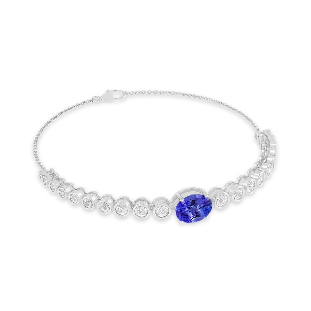 Center Stone Tennis Bracelet | Sterling Silver Birthstone Bracelet | Adjustable Chain | 15 Gemstone Choices | Personalized Gemstone Bracelet