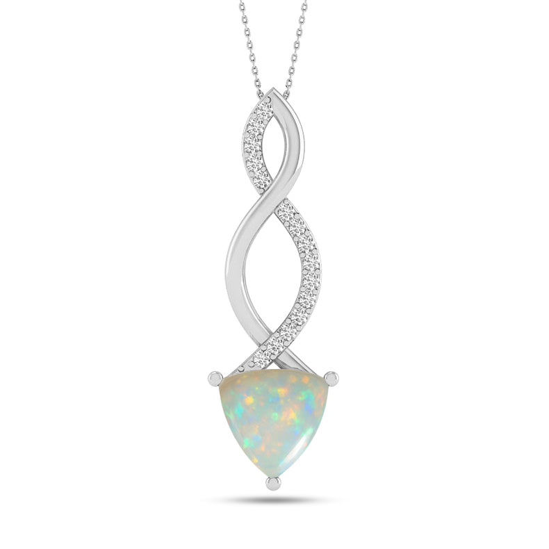 Infinity Twist Pendant | Sterling Silver Birthstone Necklace | Diamond Accent | Adjustable Chain | 15 Gemstone Choices
