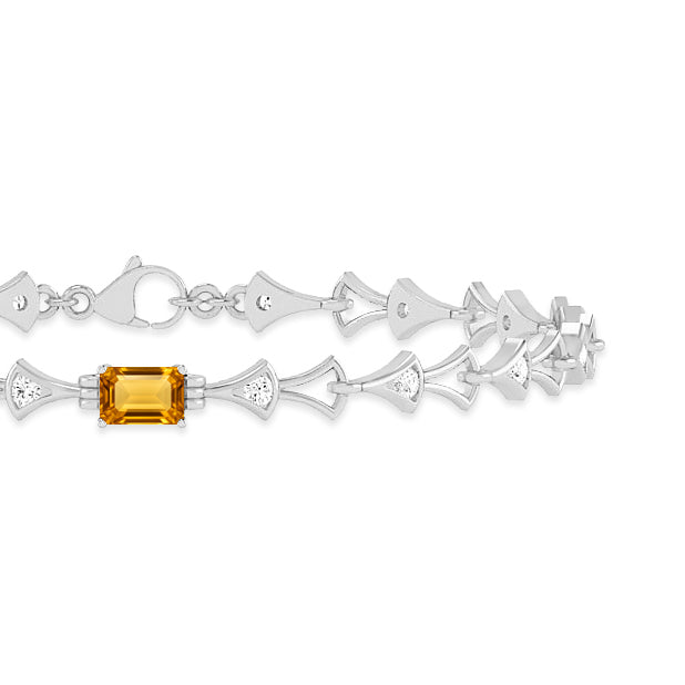 Art Deco Link Bracelet | Sterling Silver Birthstone Bracelet | Adjustable Chain | 15 Gemstone Choices | Personalized Gemstone Bracelet Floral Vine Bracelet Canter piece