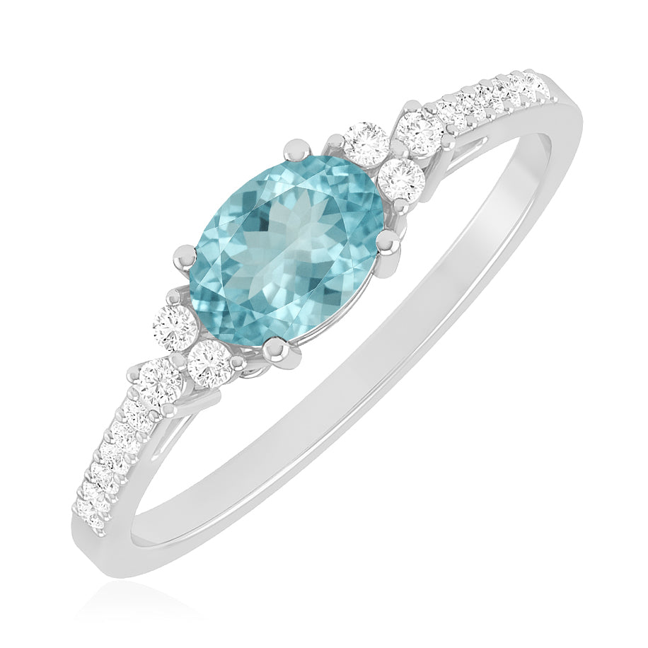 Bezel Set Three-Stone Ring | Sterling Silver Birthstone Ring | Genuine Gemstone & Diamond Studded Ring | Personalized Promise Ring | Gift for Her