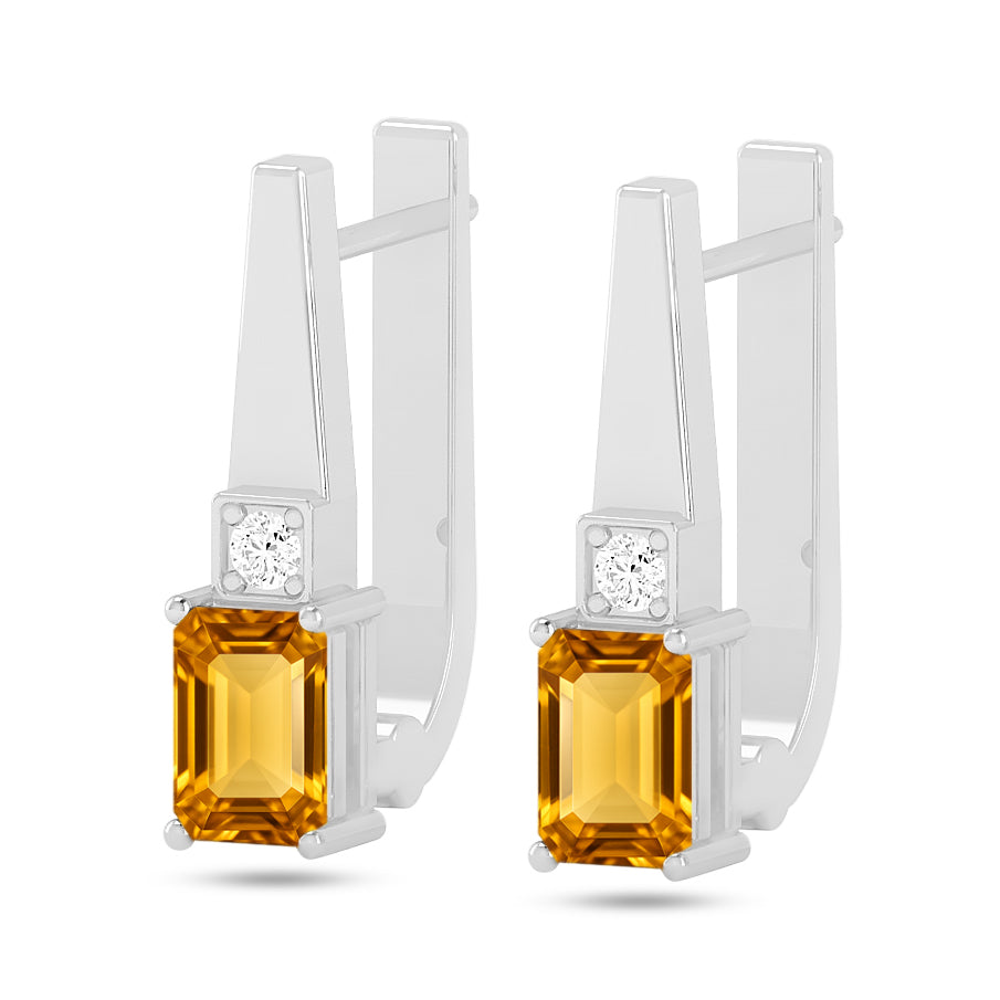 Lever back Drop Earrings | 925 Sterling Silver Birthstone Stud Earrings | Diamond Accent Gemstone Earrings | 15 Birthstone Options | Gift for Women