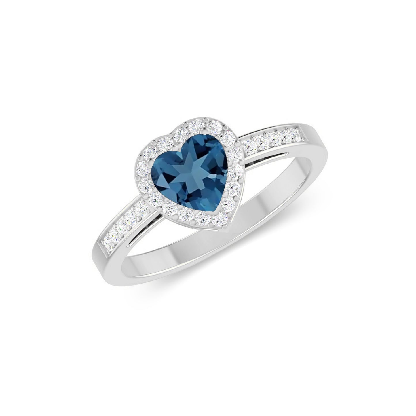 Heart Halo Ring | Sterling Silver Birthstone Ring | Genuine Gemstone Studded Ring | Personalized Promise Ring | Gift for Her
