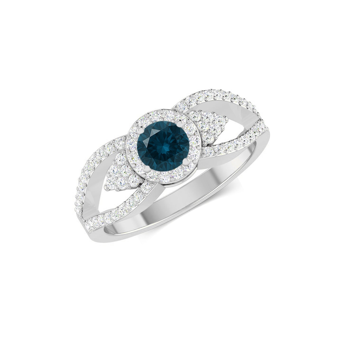 Split Shank Halo Ring | Sterling Silver Birthstone Ring | Genuine Gemstone & Diamond Studded Ring | Personalized Promise Ring | Gift for Her