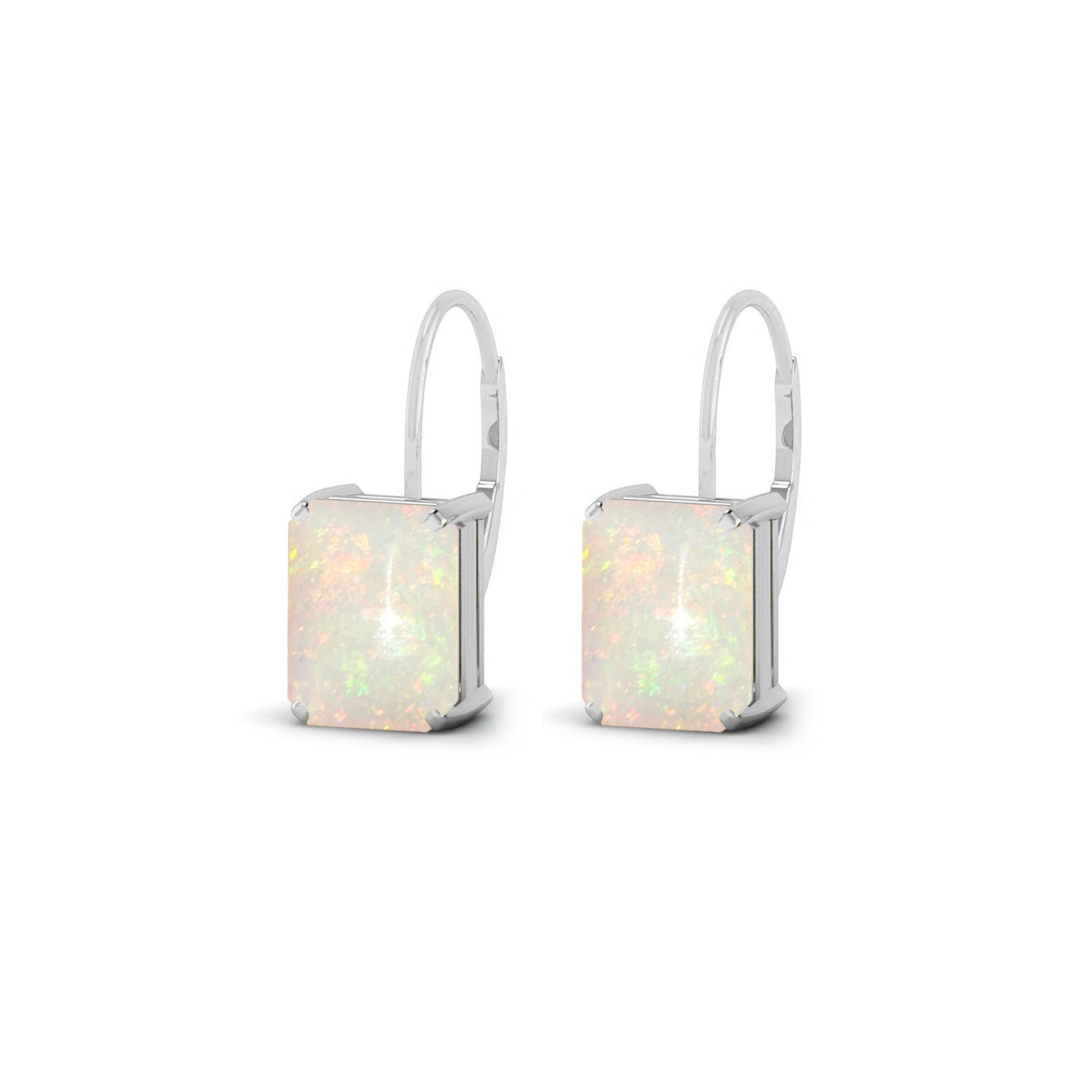 Emerald Cut Lever back Earrings | 925 Sterling Silver Birthstone Stud Earrings | Diamond Accent Gemstone Earrings | 15 Birthstone Options | Gift for Women