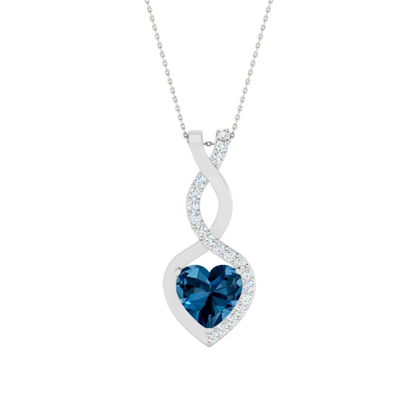 Infinity Heart Pendant | Starburst Pendant | Heart Knot Teardrop Pendant | Sterling Silver Birthstone Necklace | Diamond Accent | Adjustable Chain | 15 Gemstone Choices