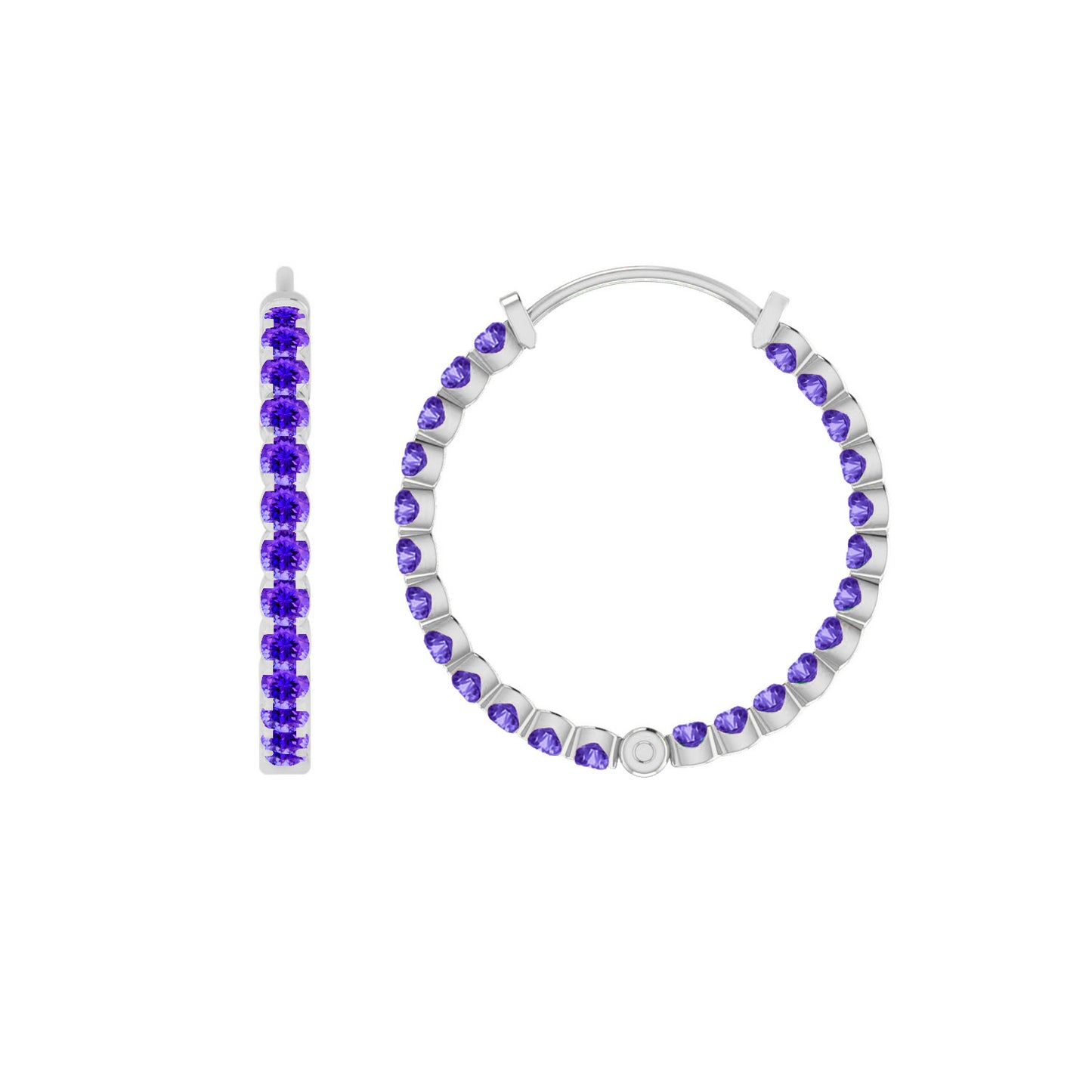 Inside-Out Hoop Earrings | 925 Sterling Silver Birthstone Stud Earrings | Diamond Accent Gemstone Earrings | 15 Birthstone Options | Gift for Women