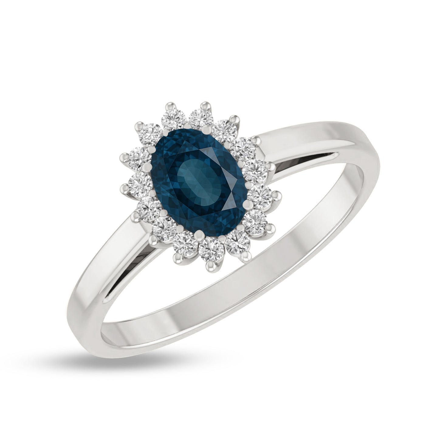 Halo Solitaire Ring | Sterling Silver Birthstone Ring | Genuine Gemstone & Diamond Studded Ring | Personalized Promise Ring | Gift for Her