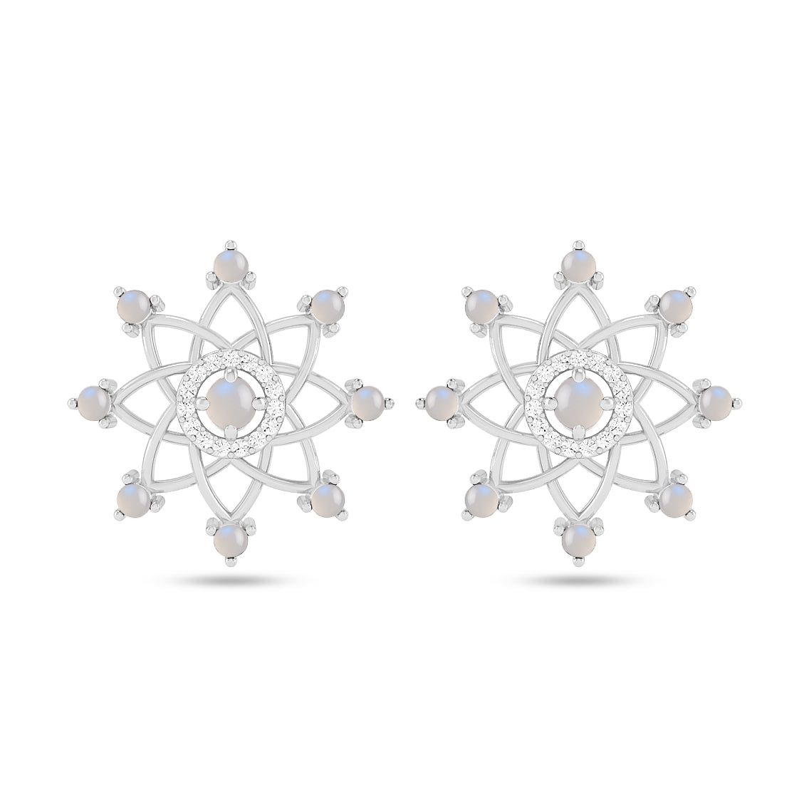 Celestial Starburst Stud Earrings | 925 Sterling Silver Birthstone Stud Earrings | Diamond Accent Gemstone Earrings | 15 Birthstone Options | Gift for Women