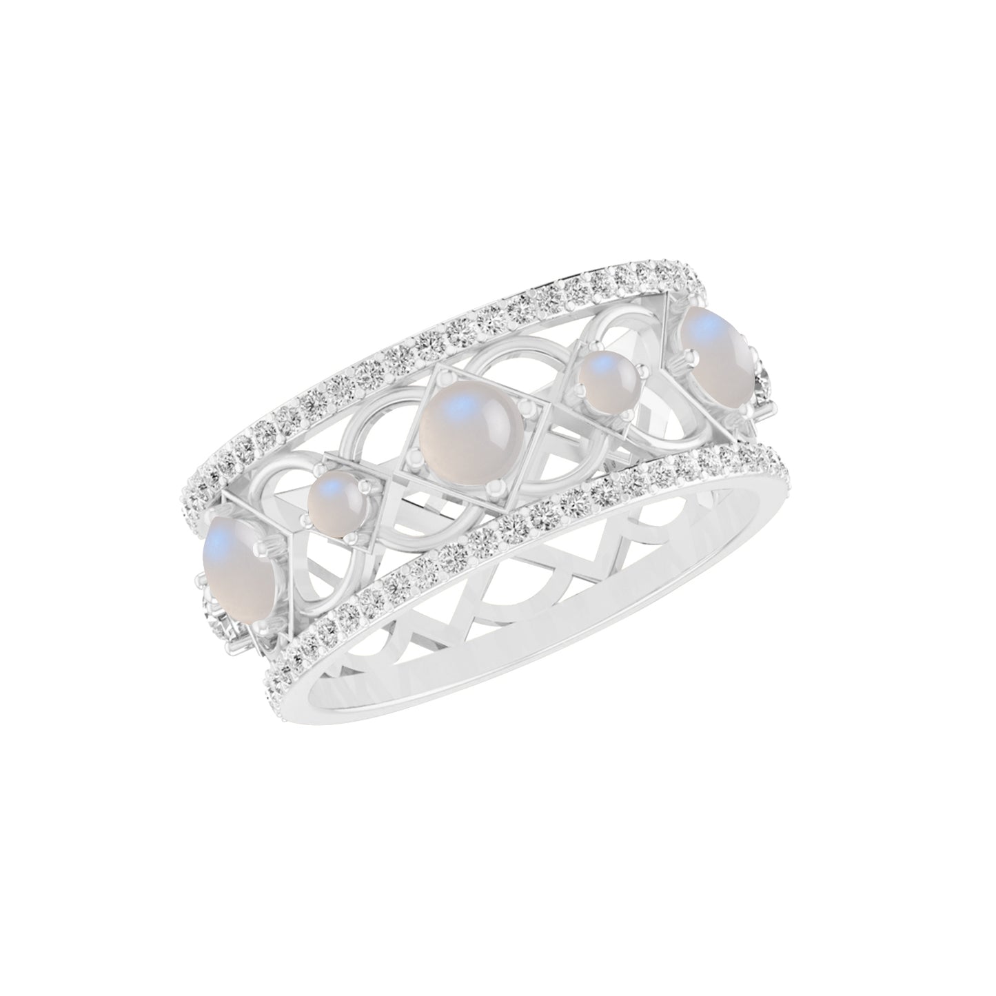 Celtic Knot Wide Band Ring | Sterling Silver Birthstone Ring | Genuine Gemstone & Diamond Studded Ring | Personalized Promise Ring | Gift for Her
