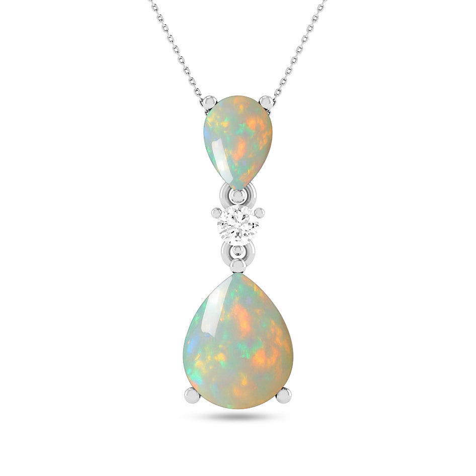 Double Pear Drop Pendant | Starburst Pendant | Heart Knot Teardrop Pendant | Sterling Silver Birthstone Necklace | Diamond Accent | Adjustable Chain | 15 Gemstone Choices