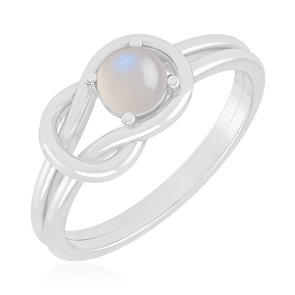 Infinity Knot Solitaire Ring | Sterling Silver Birthstone Ring | Genuine Gemstone & Diamond Studded Ring | Personalized Promise Ring | Gift for Her
