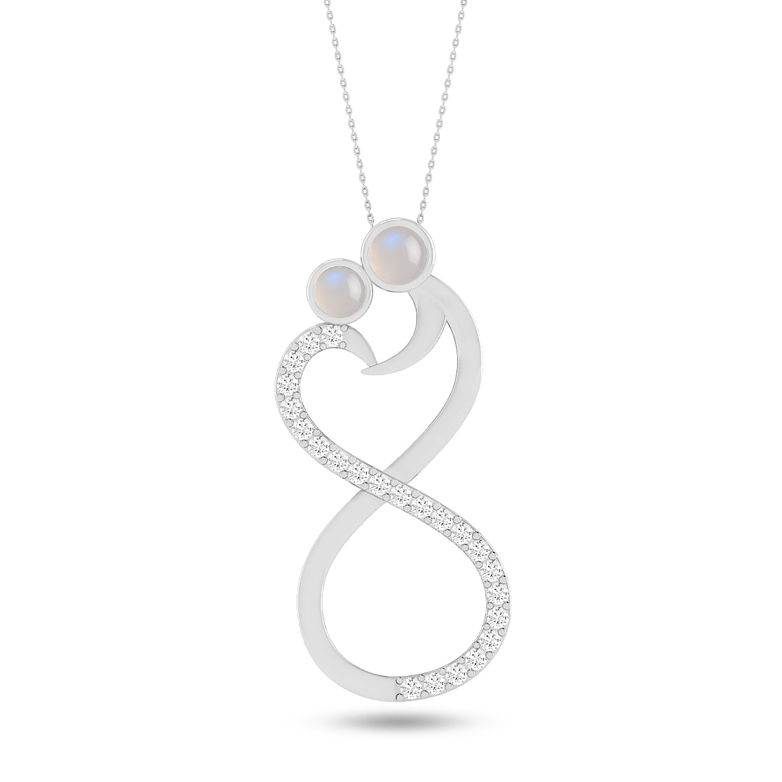 Couple Heart Infinity Pendant | Starburst Pendant | Heart Knot Teardrop Pendant | Sterling Silver Birthstone Necklace | Diamond Accent | Adjustable Chain | 15 Gemstone Choices