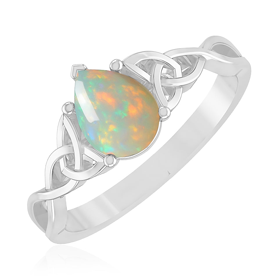 Celtic Knot Pear Solitaire Ring | Sterling Silver Birthstone Ring | Genuine Gemstone Studded Ring | Personalized Promise Ring | Gift for Her