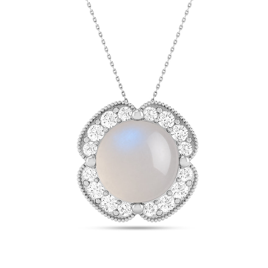 Floral Halo Pendant | Starburst Pendant | Heart Knot Teardrop Pendant | Sterling Silver Birthstone Necklace | Diamond Accent | Adjustable Chain | 15 Gemstone Choices