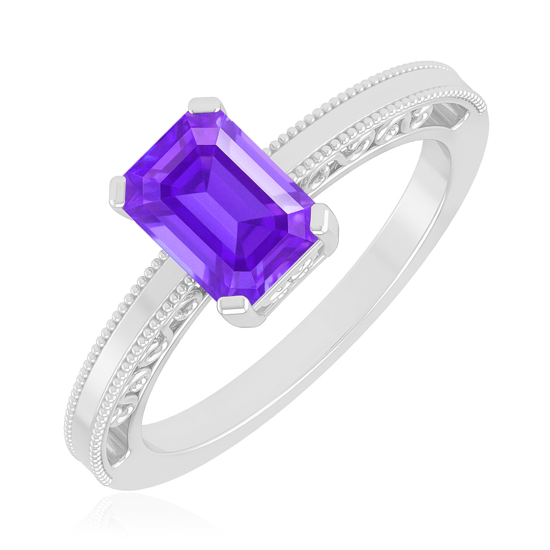 Vintage Milgrain Split Shank | Sterling Silver Birthstone Ring | Genuine Gemstone & Diamond Studded Ring | Personalized Promise Ring | Gift for Her