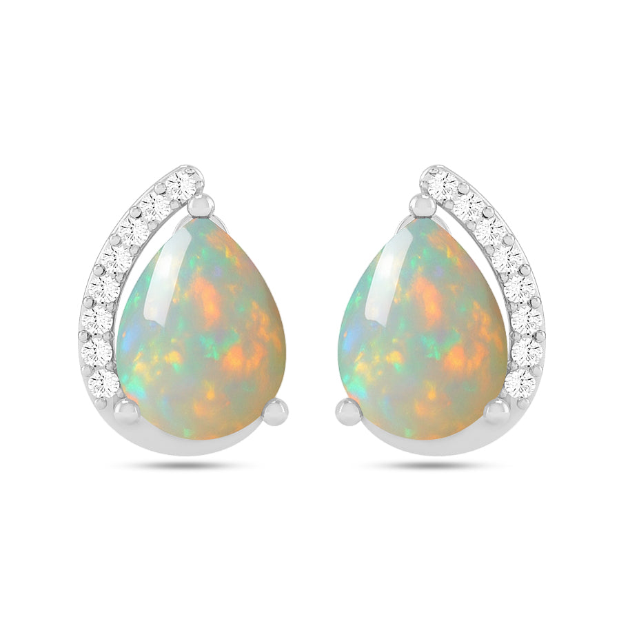 Pear Solitaire Stud Earrings | 925 Sterling Silver Birthstone Stud Earrings | Diamond Accent Gemstone Earrings | 15 Birthstone Options | Gift for Women