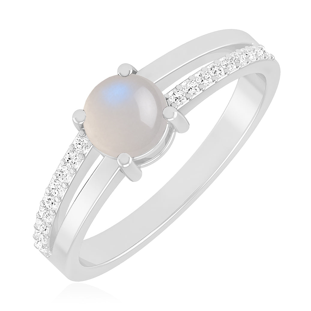 Split Shank Solitaire Ring | Sterling Silver Birthstone Ring | Genuine Gemstone & Diamond Studded Ring | Personalized Promise Ring | Gift for Her