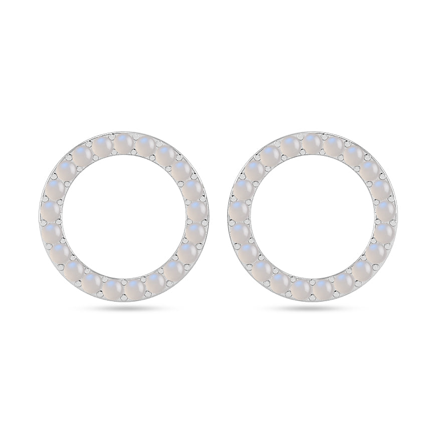 Circle Frame Stud Earrings | 925 Sterling Silver Birthstone Stud Earrings | Diamond Accent Gemstone Earrings | 15 Birthstone Options | Gift for Women