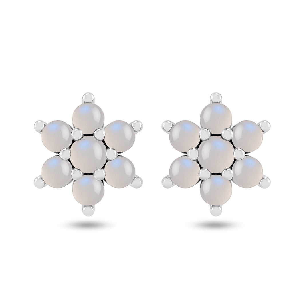 Floral Cluster Stud Earrings | 925 Sterling Silver Birthstone Stud Earrings | Diamond Accent Gemstone Earrings | 15 Birthstone Options | Gift for Women