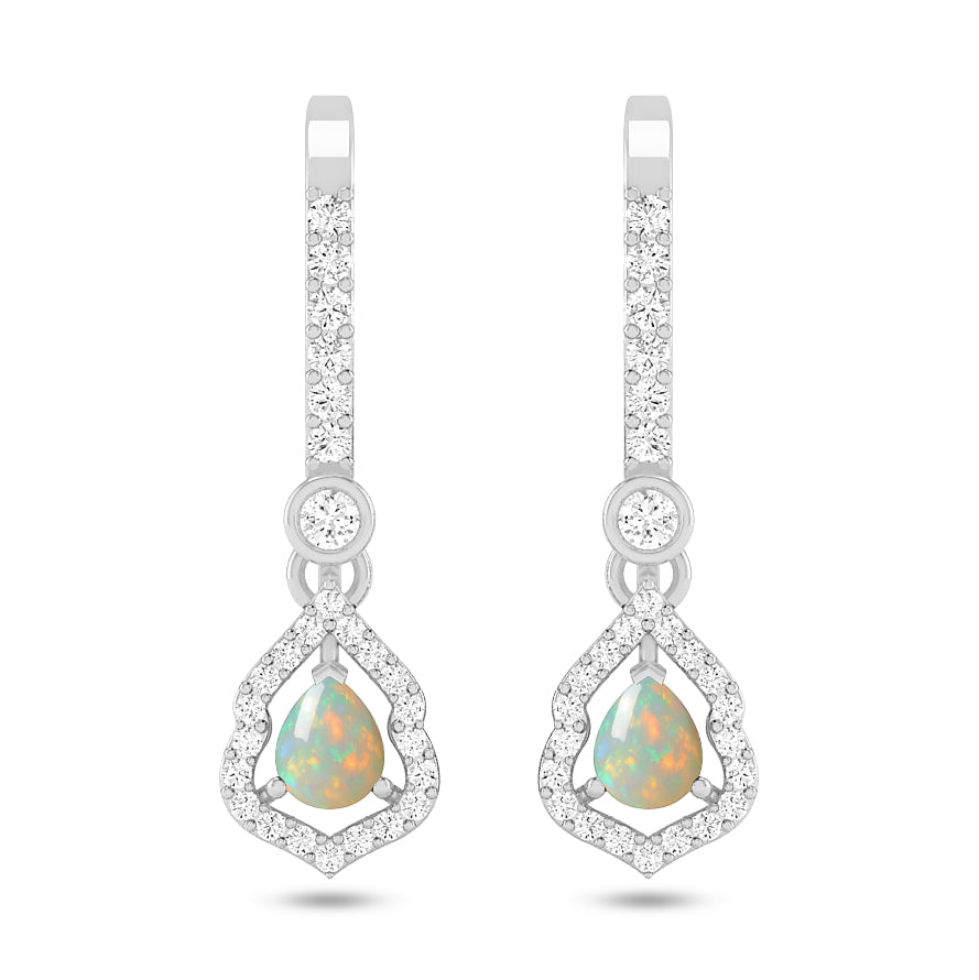 Yeh Pear Halo Open Frame Drop Earrings | 925 Sterling Silver Birthstone Stud Earrings | Diamond Accent Gemstone Earrings | 15 Birthstone Options | Gift for Women
