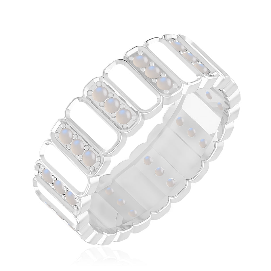 Full Eternity Band Ring | Sterling Silver Birthstone Ring | Genuine Gemstone & Diamond Studded Ring | Personalized Promise Ring | Gift for Her