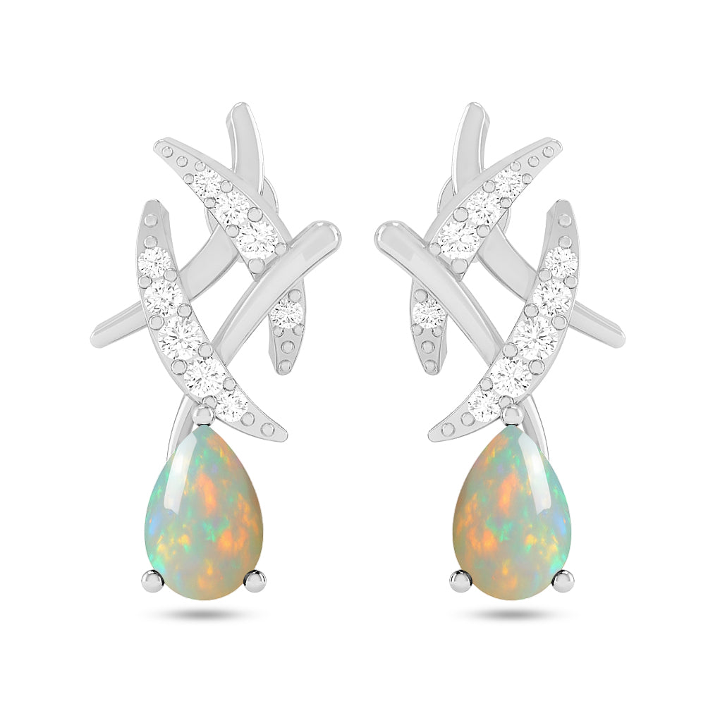 Criss-Cross Drop Earrings | 925 Sterling Silver Birthstone Stud Earrings | Diamond Accent Gemstone Earrings | 15 Birthstone Options | Gift for Women