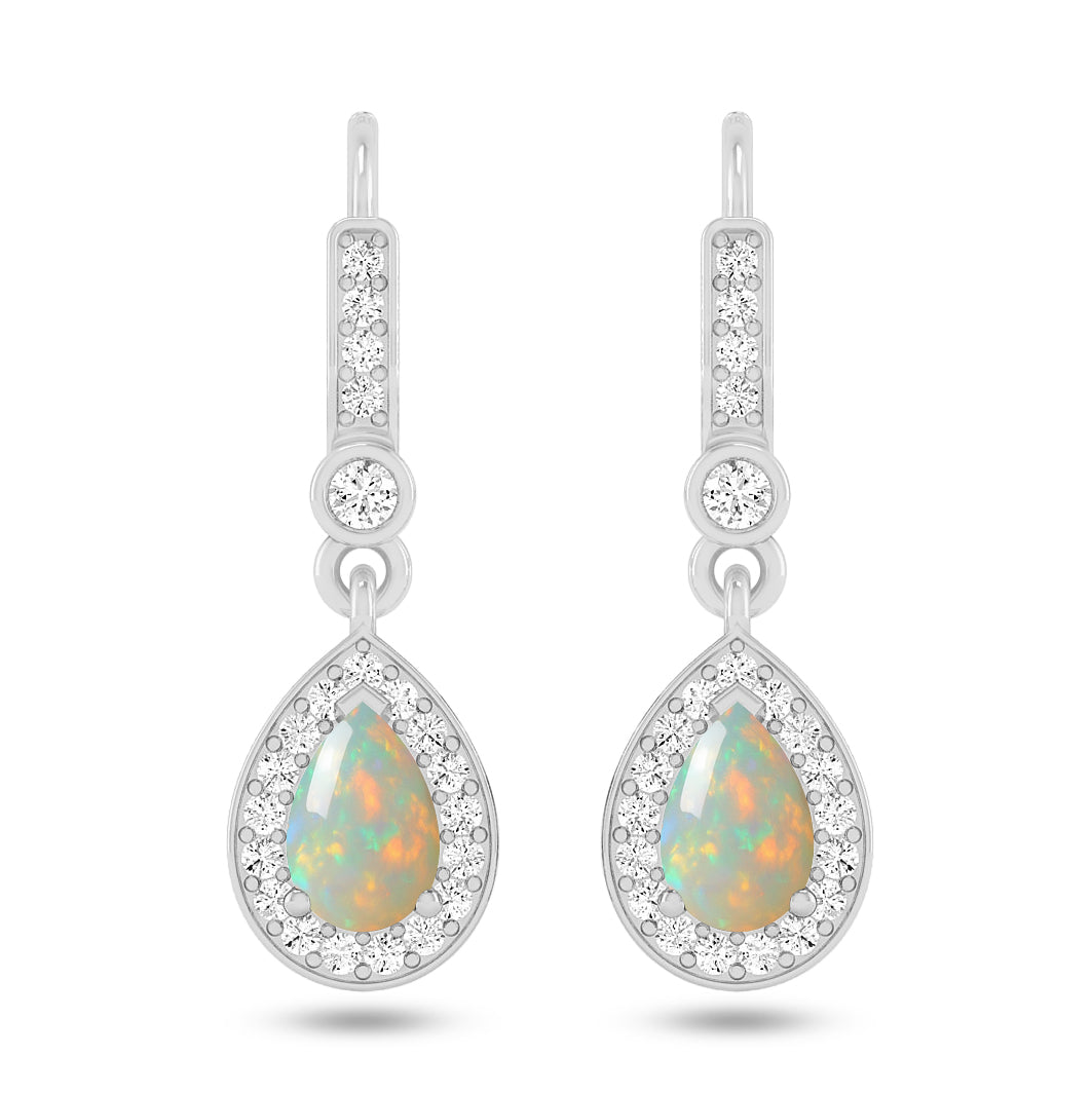 Pear Halo Drop Earrings | 925 Sterling Silver Birthstone Stud Earrings | Diamond Accent Gemstone Earrings | 15 Birthstone Options | Gift for Women
