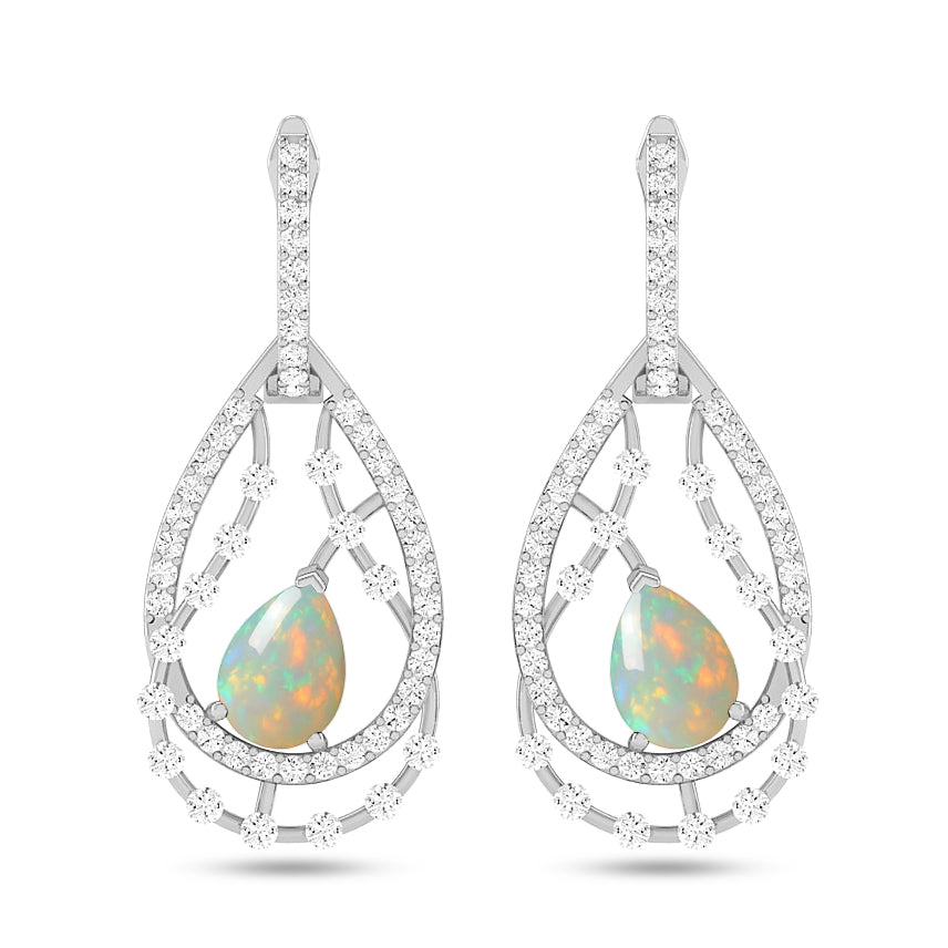 Double Teardrop Halo Drop Earrings | 925 Sterling Silver Birthstone Stud Earrings | Diamond Accent Gemstone Earrings | 15 Birthstone Options | Gift for Women
