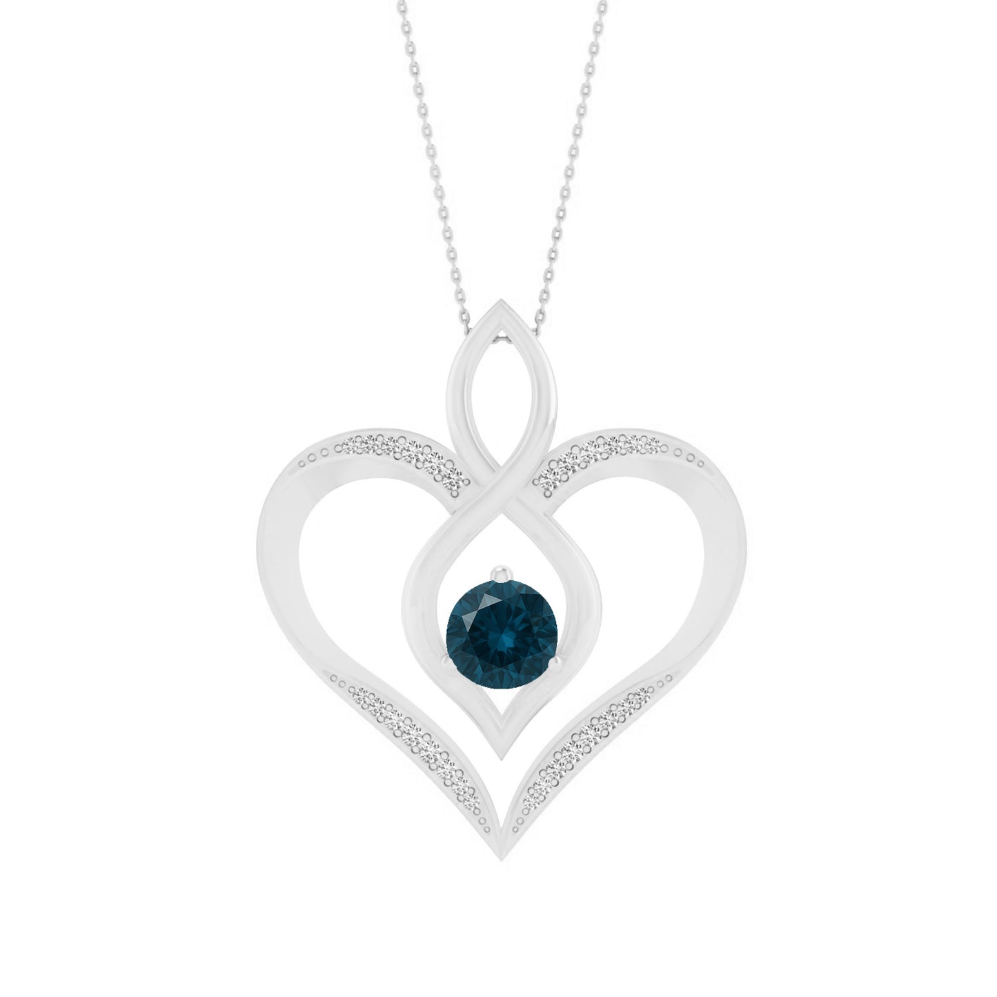 Sterling Silver Birthstone Necklace | Diamond Accent | Adjustable Chain | 15 Gemstone Choices