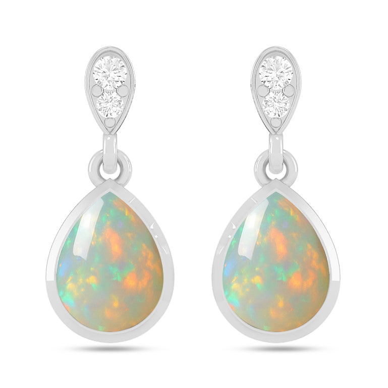 Pear Solitaire Drop Earrings | 925 Sterling Silver Birthstone Stud Earrings | Diamond Accent Gemstone Earrings | 15 Birthstone Options | Gift for Women