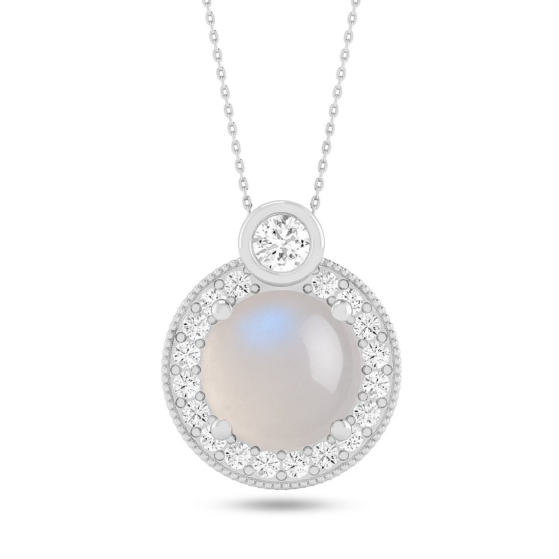Round Halo Pendant | Starburst Pendant | Heart Knot Teardrop Pendant | Sterling Silver Birthstone Necklace | Diamond Accent | Adjustable Chain | 15 Gemstone Choices